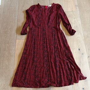 LOFT Vibrant Red and Black Leopard Print Blouse